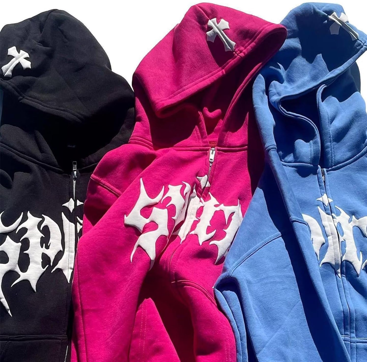 Women Men Cross Graphic Hoodies Y2K Jacket Fashion Aesthetic Sweatshirt Gothic Long Sleeve Letter Print Hoodies