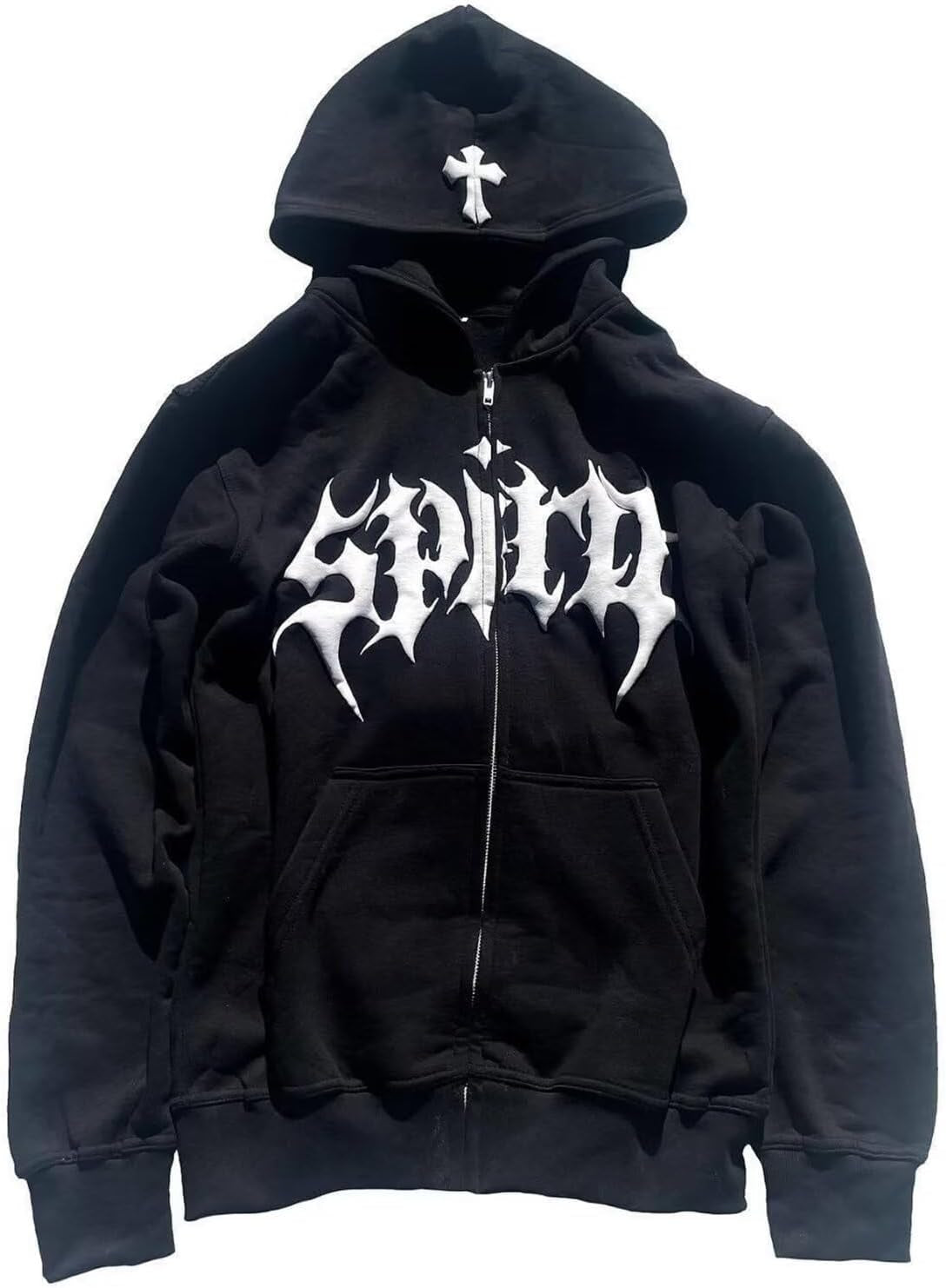 Women Men Cross Graphic Hoodies Y2K Jacket Fashion Aesthetic Sweatshirt Gothic Long Sleeve Letter Print Hoodies