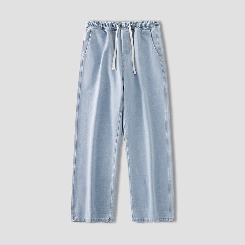 Autumn Korean Fashion Drawstring Y2K Jeans Homme Classic Baggy Straight Wide Leg Pants 2026 New Hip Hop Streetwear Casual Jean