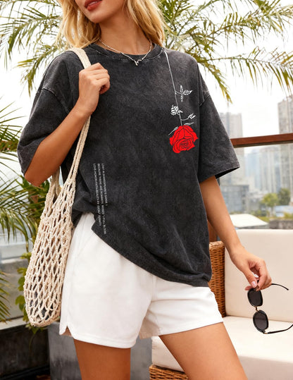 Mens Graphic Tees Vintage Oversized T-Shirts Casual Acid Wash Cotton Streetwear (S-2XL)