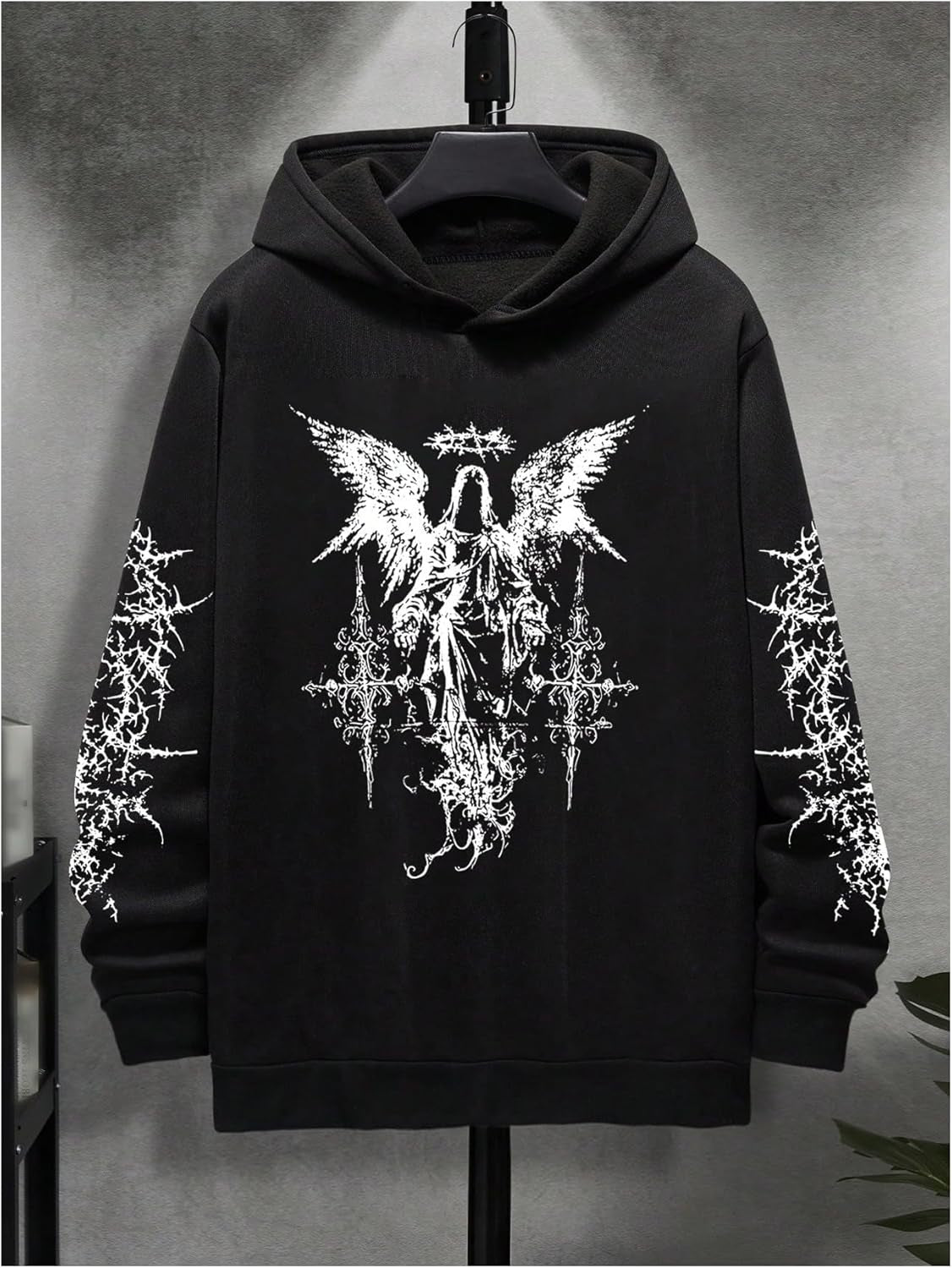 Men'S Y2K Gothic Graphic Hoodie Sweatshirt Drop Shoulder Streetwear Pullover Tops