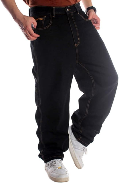 Stylish Baggy Jeans for Men - Loose Fit Skateboard Pants for Hip Hop Style