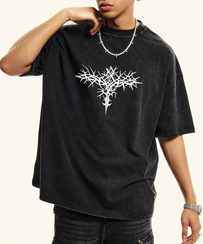 Men'S Y2K Acid Wash Gothic Graphic T-Shirts Skull Print Vintage Oversized Washed Tees Grunge Clothes