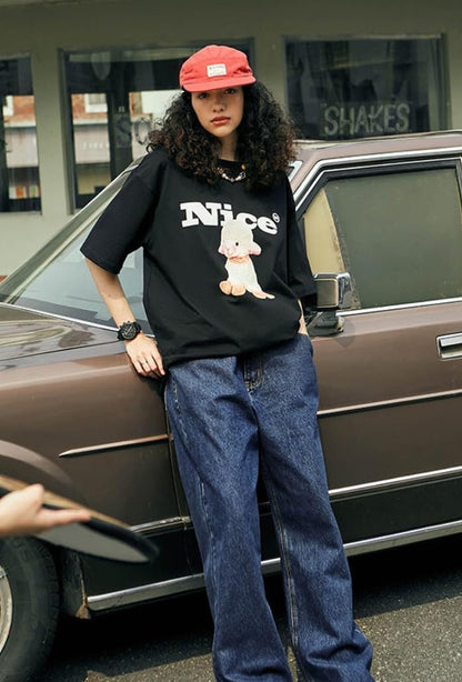 Mens Baggy Jeans Y2K Skater Vintage Plain Pants Casual Wide Leg Loose Fit Denim Hip Hop Jean