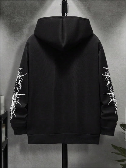 Men'S Y2K Gothic Graphic Hoodie Sweatshirt Drop Shoulder Streetwear Pullover Tops