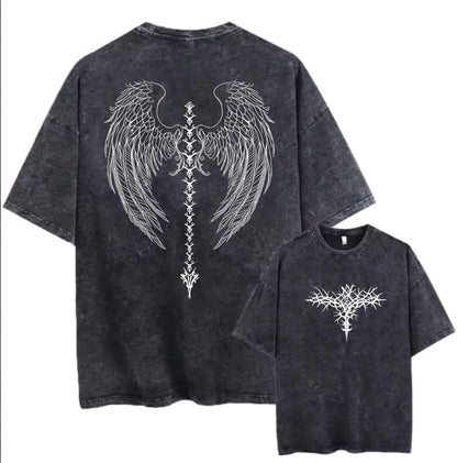 Men'S Y2K Acid Wash Gothic Graphic T-Shirts Skull Print Vintage Oversized Washed Tees Grunge Clothes