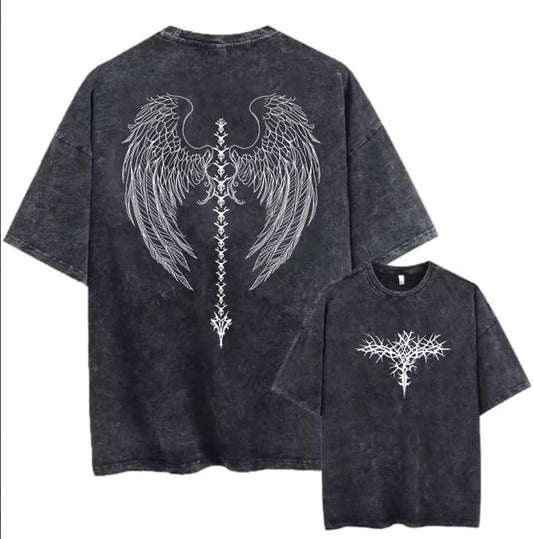 Men'S Y2K Acid Wash Gothic Graphic T-Shirts Skull Print Vintage Oversized Washed Tees Grunge Clothes