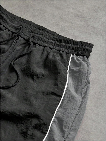 Men'S Y2K Wide Leg Color Block Baggy Parachute Pants Hip Hop Track Trousers Streetwear
