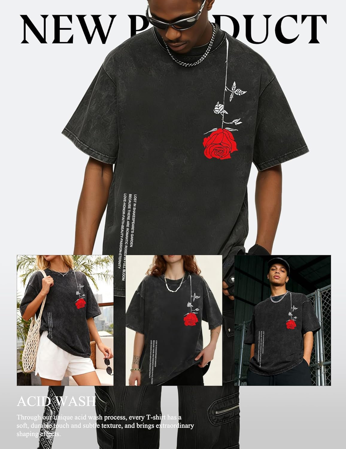 Mens Graphic Tees Vintage Oversized T-Shirts Casual Acid Wash Cotton Streetwear (S-2XL)